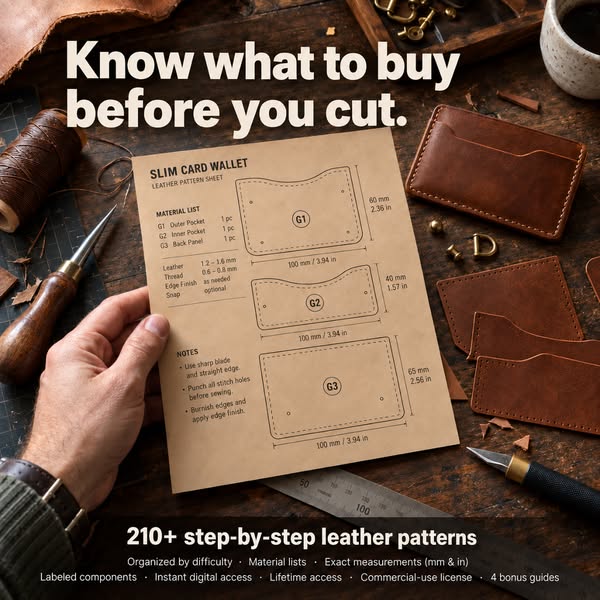 Every material listed up front