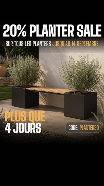 20 % sur toutes les jardinières