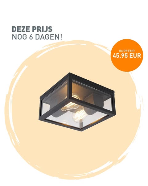 Industriële plafondlamp zwart IP44 2-lichts - Charlois