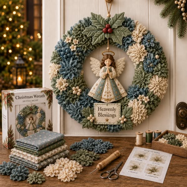 Buy 2 get 15% off & free shipping 3D Fabric Poke Wreath DIY Kit - Merry Christmas Tree