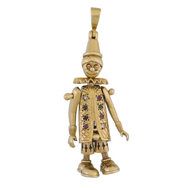 9ct Yellow Gold Gemstone Clown Pendant by Britannia Jewellery