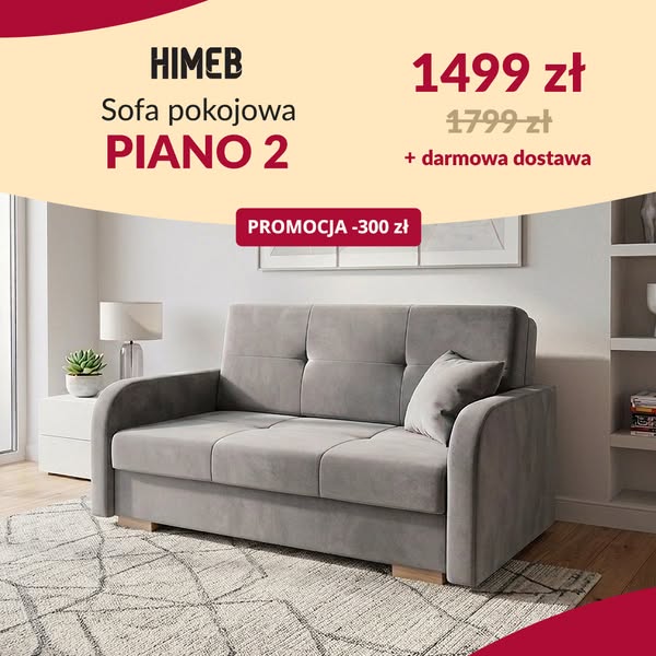Kanapa Piano 2 taniej 300 zł! Teraz za 1499 zł