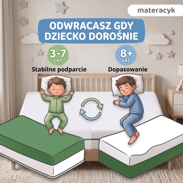 Jeden dwustronny materac na całe dzieciństwo.
