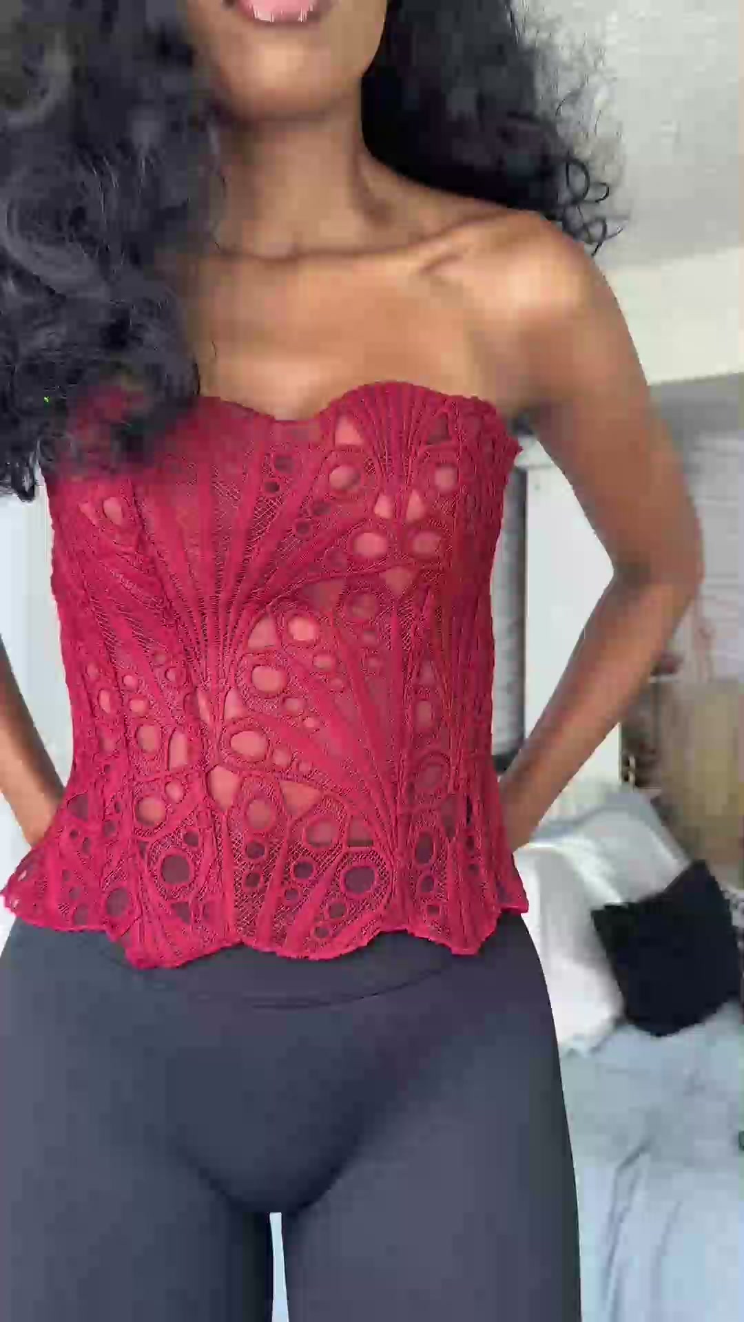 FREE SHIPPING - Lace Up Corset Bustier Top