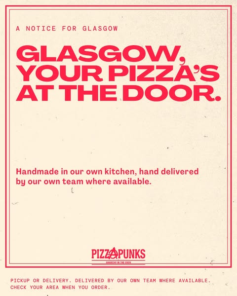 Glasgow, pizza's at your door