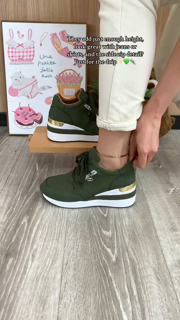 Olive Wedge Sneakers