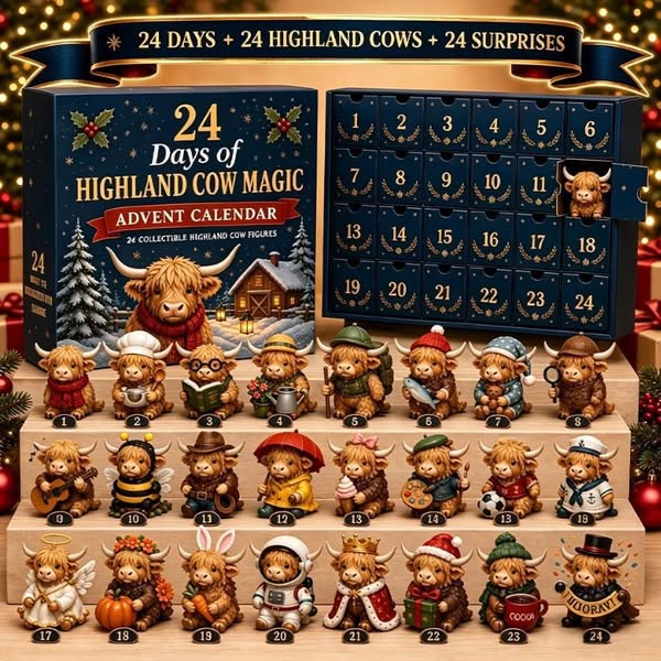 24 Days of Highland Cow Magic Advent Calendar – 24 Collectible Chris