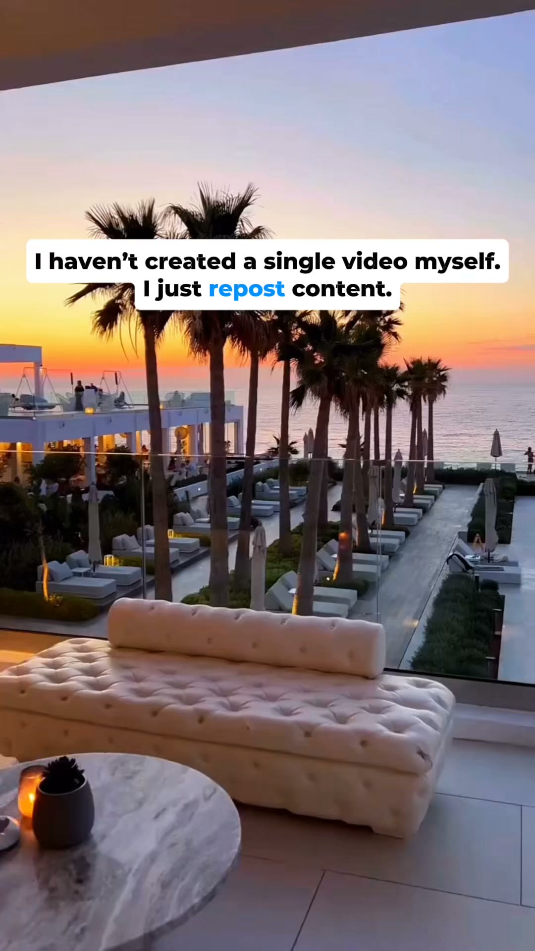 I haven't created a single video myself. I just repost content. Here's what it made this week.