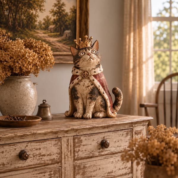 50% Off Last Day Medieval Cat Court — Whimsical Vintage Cat Figurines