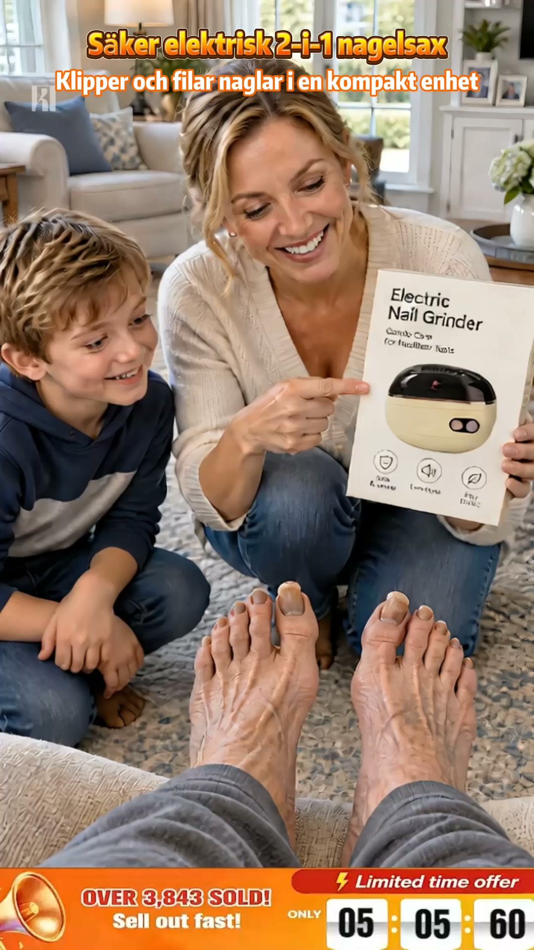 2‑i‑1 säker elektrisk nagelklippare