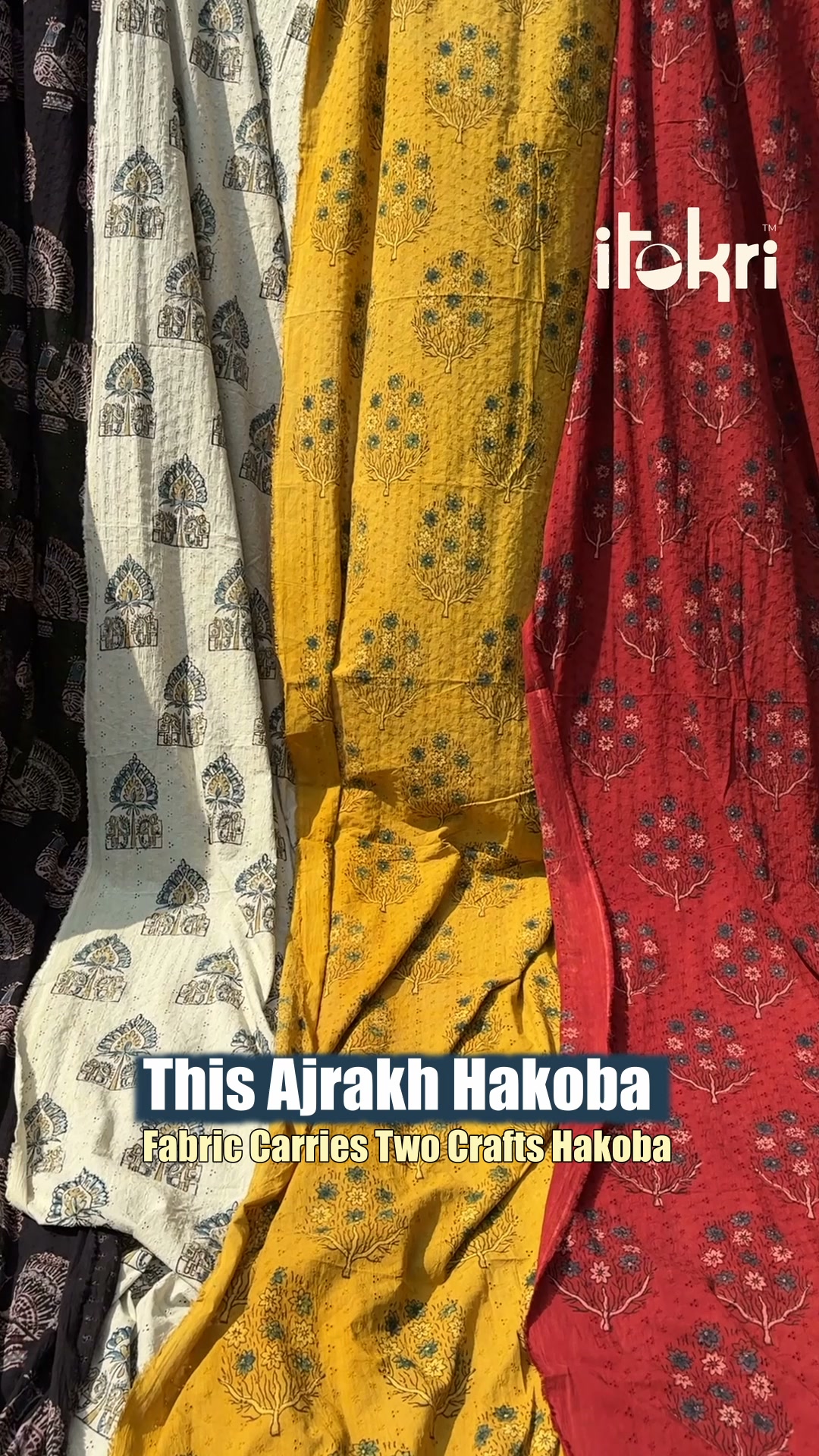 Indigo from the plant, red from madder root, built up in rounds by hand. Ajrakh, shipped worldwide.