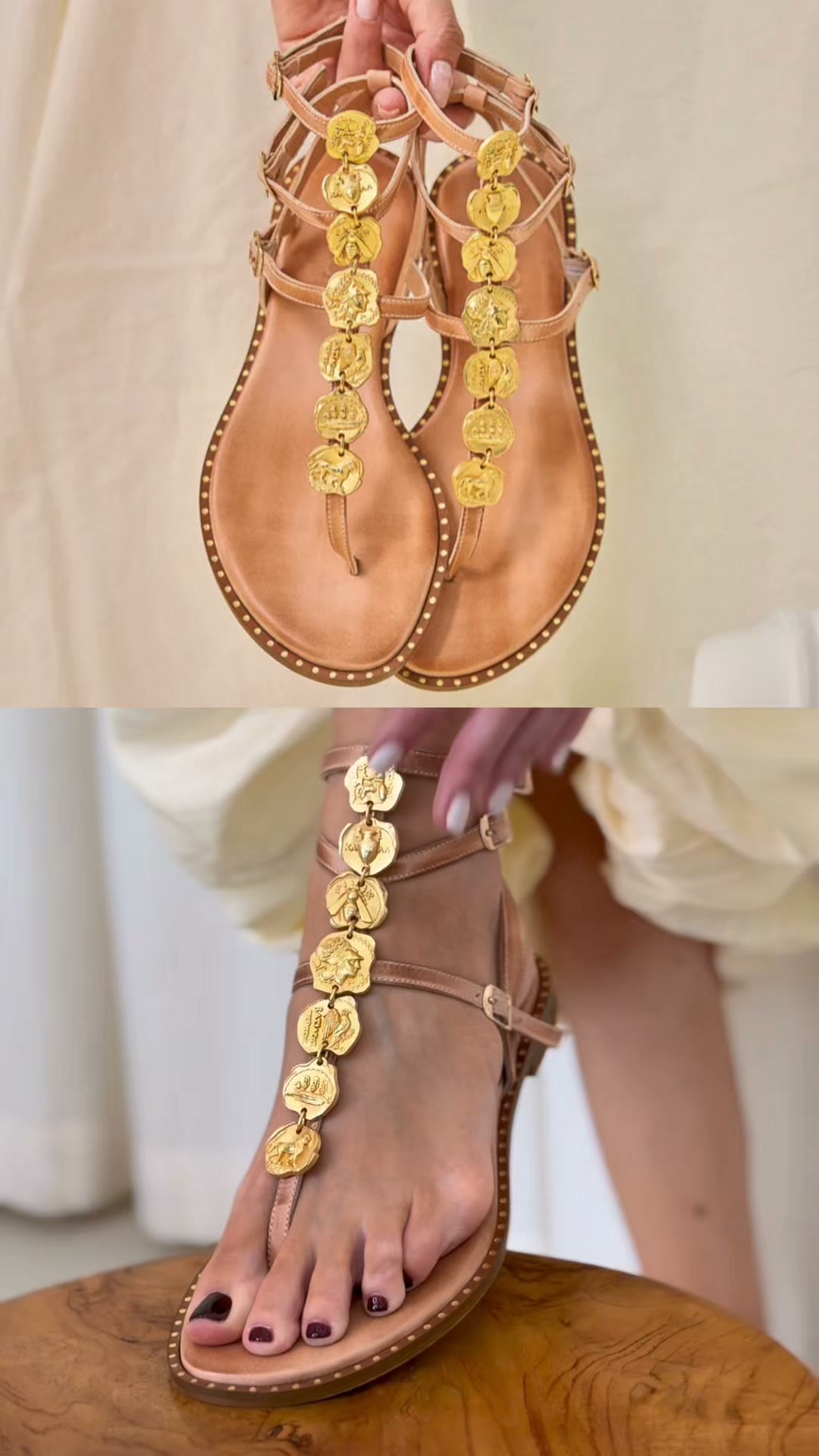 Summer sandals finished like jewelry.