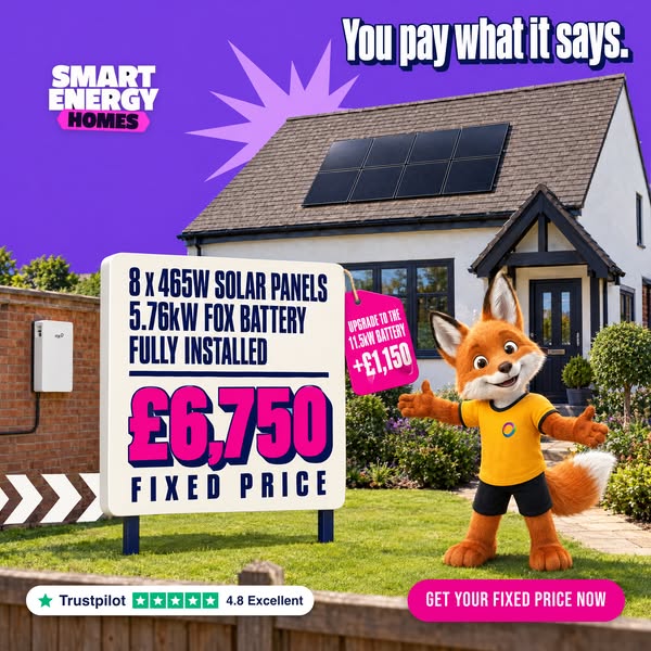 8 panels + battery. £6,750 fixed