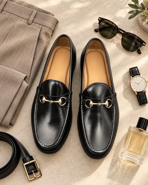 Men's Gold Bit Black Loafers | Harmain Leathers
