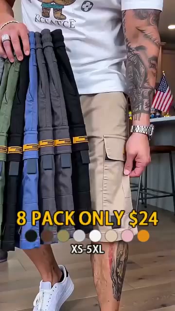 Men's Pockets Drawstring Cargo Shorts