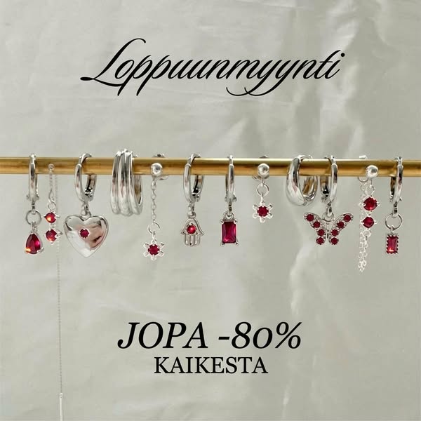Punaiset korut jopa -80%.