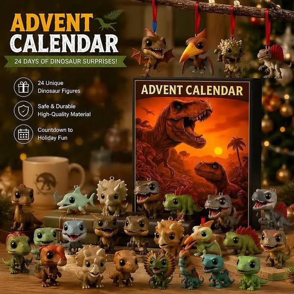 Dinosaur Advent Calendar, 24‑Day Christmas Countdown Calendar - BUY 1