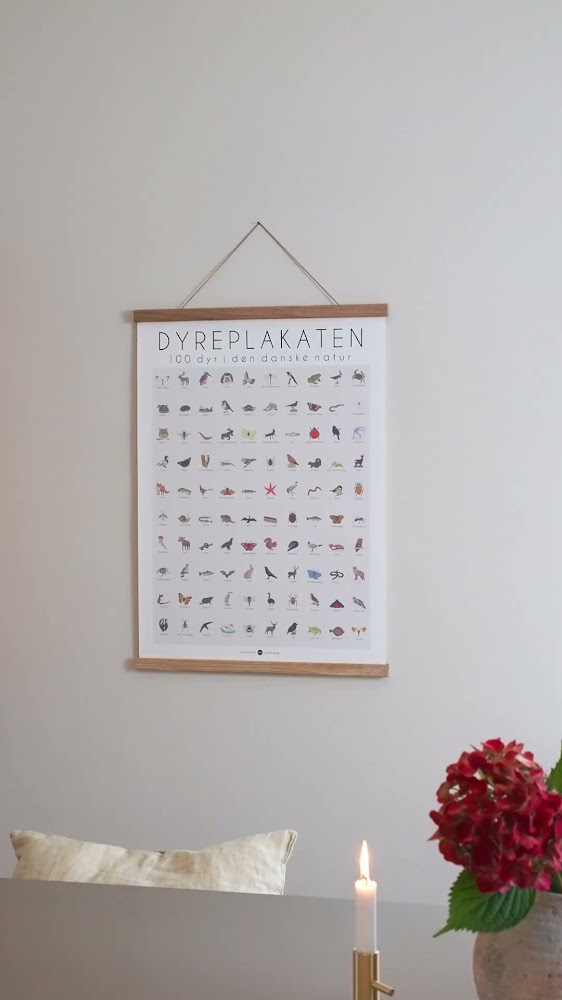 100 dyr fra Danmark - på én plakat