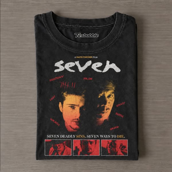 Shop Now-Se7en classic horror movie t-shirt