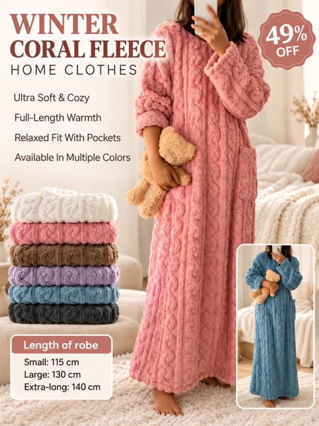 A Warm GiftWinter Coral Velvet Home Clothes