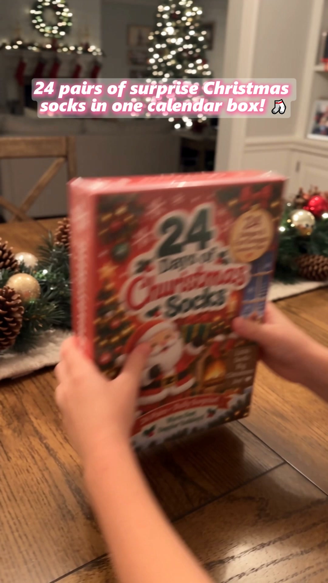 24 Days of Christmas Socks Advent Calendar, 24-Pair Mystery Sock Gift Box, Random Festive Designs, Holiday Countdown Christmas Gift for Kids
