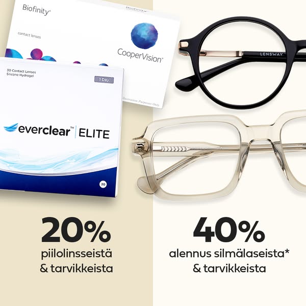 40% silmälaseista & 20% piilolinsseistä
