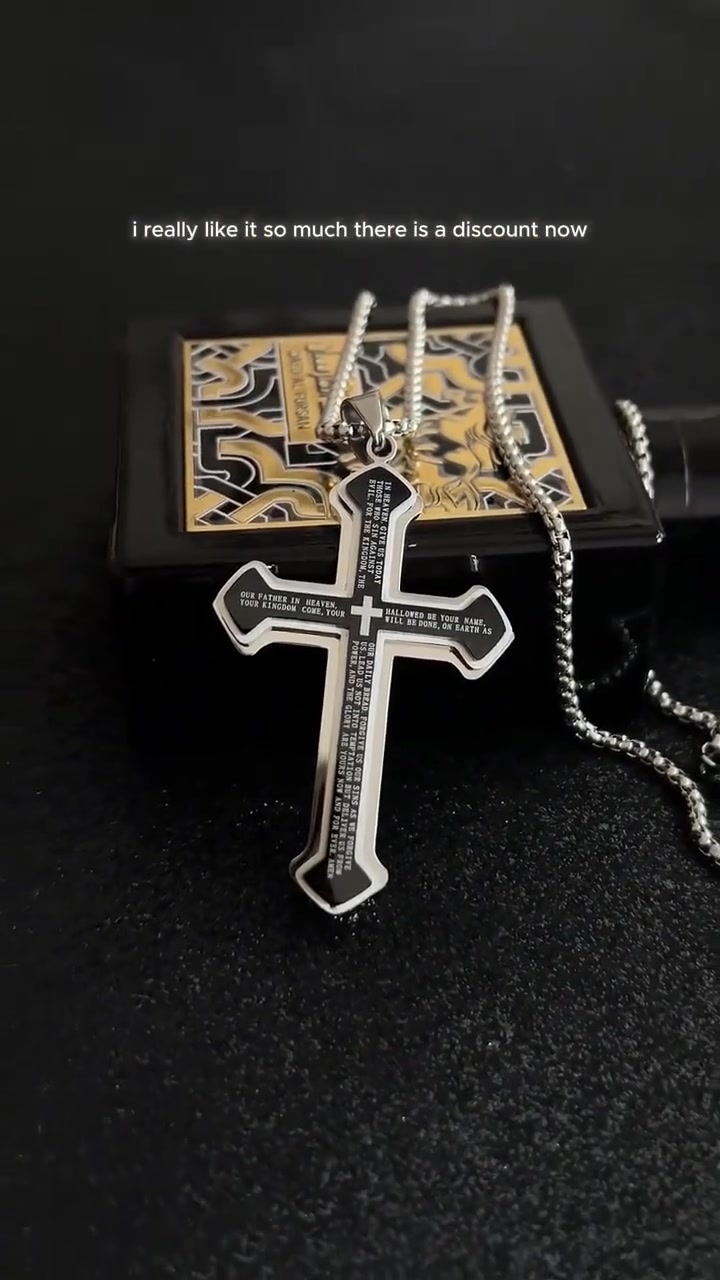 Men's Lord's Prayer Cross Necklace