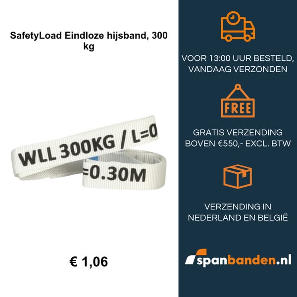 SafetyLoad Eindloze hijsband, 300 kg