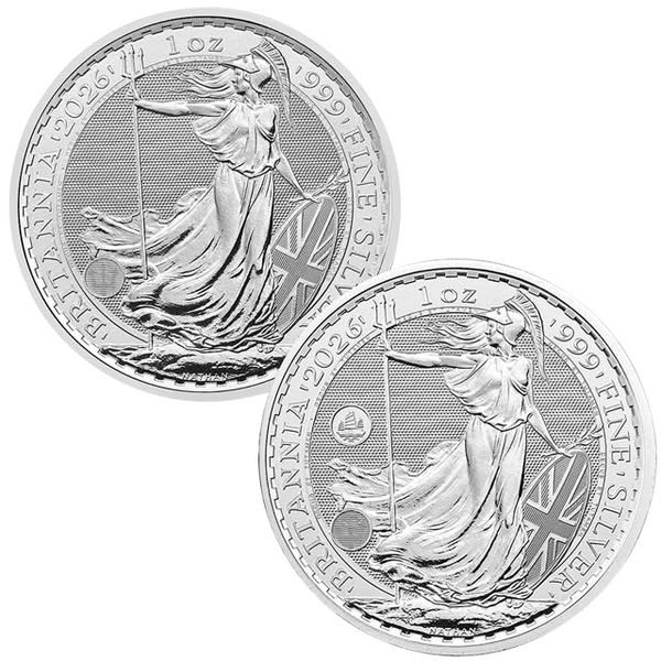 2026 UK and Hong Kong Privy Britannia 1oz Silver Coins - 2 Coin Collection