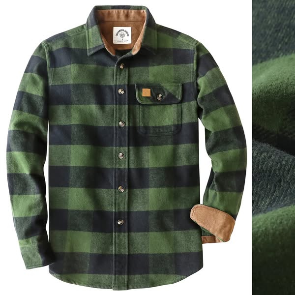 Heavy Suede Cuffs Pockets Flannel