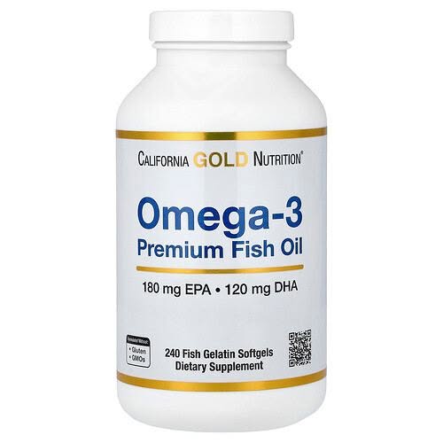 California Gold Nutrition, Óleo de Peixe Premium Ômega-3, 240 Cápsulas Softgel de Gelatina de Peixe (1.100 mg por Cápsula Softgel)