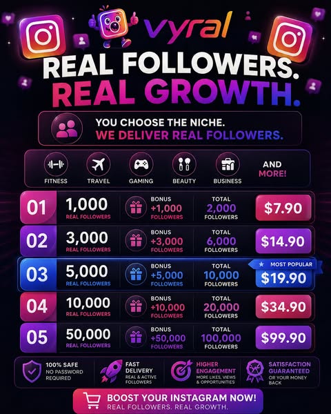 Vyral — Real Instagram Followers in 24h