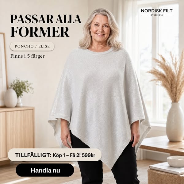Nordisk Filt™ – Elise stickad Poncho (Köp 1 - Få 2)