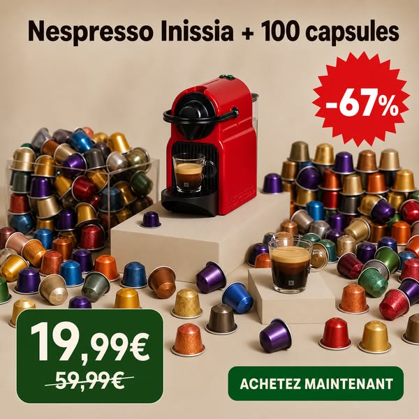 Nespresso Inissia + 100 capsules — 19,99 €