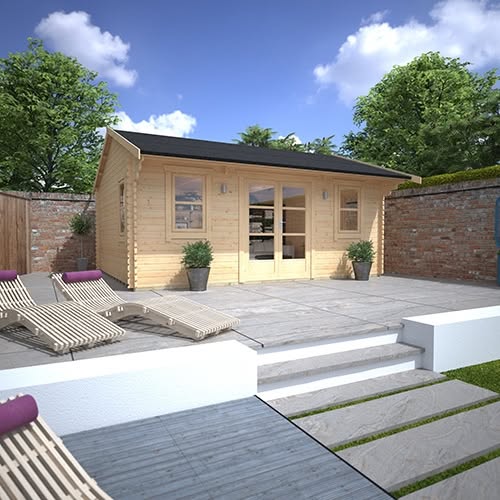 Garden Office - 16'x14' The Delta 44mm Log Cabin - 0% Finance - Buy Now Pay Later - Tiger Sheds