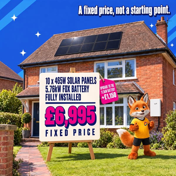 £6,995 fixed. 10 panels + battery