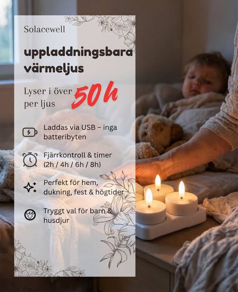 Uppladdningsbara LED-ljus – Säkra, vackra & 50% rabatt