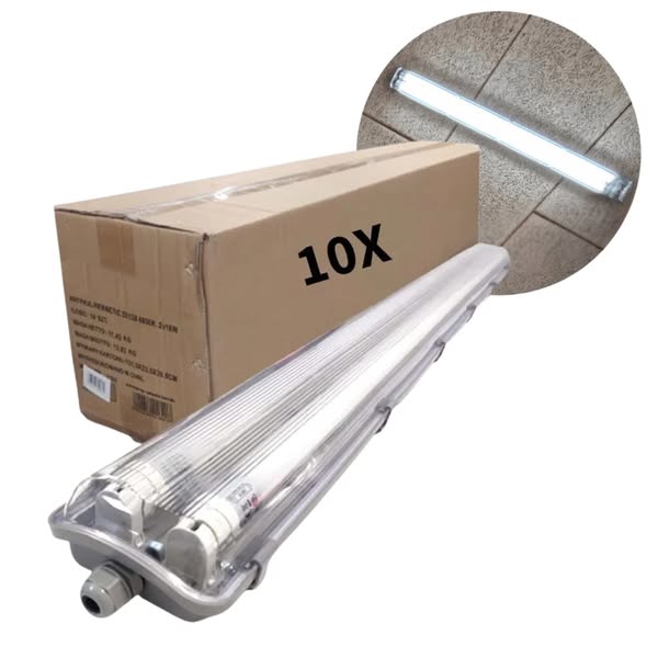 LED industrieel armatuur 120cm | 10 stuks (setprijs) | 6500K | 2x18W | T8 buis - €222.60