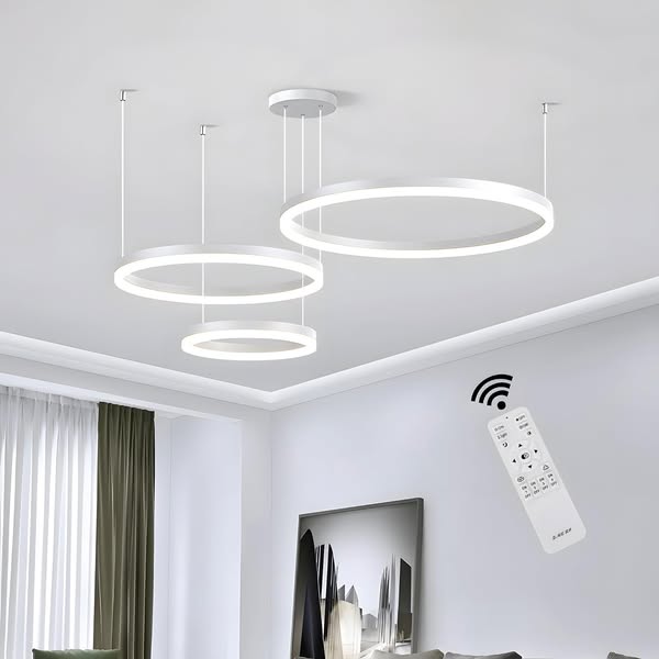 Duża lampa wisząca ring biała 80cm 114Watt L140 Lampa sufitowa z pierścieniami biała