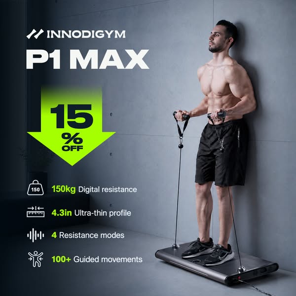 INNODIGYM P1 MAX – 150kg Digital Home Gym, 4 Modes, 100mm Ultra-Thin