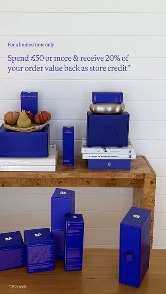 Receive 20% back in store credit when you spend £50 or more