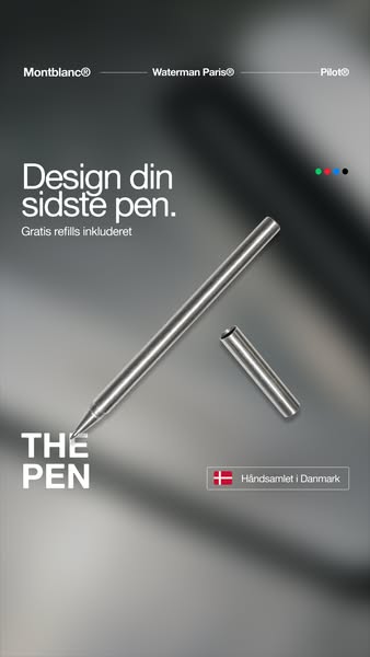 The Pen | Designkuglepen i stål | Håndsamlet i Danmark | Gratis refill