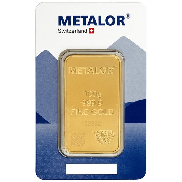 Metalor Stamped 100g Gold Bar