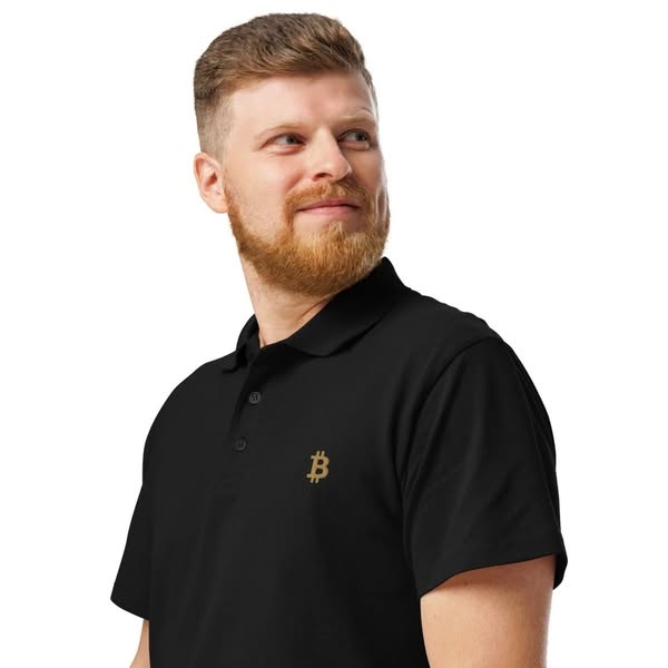 Premium Bitcoin Poloshirt mit Gold Stick