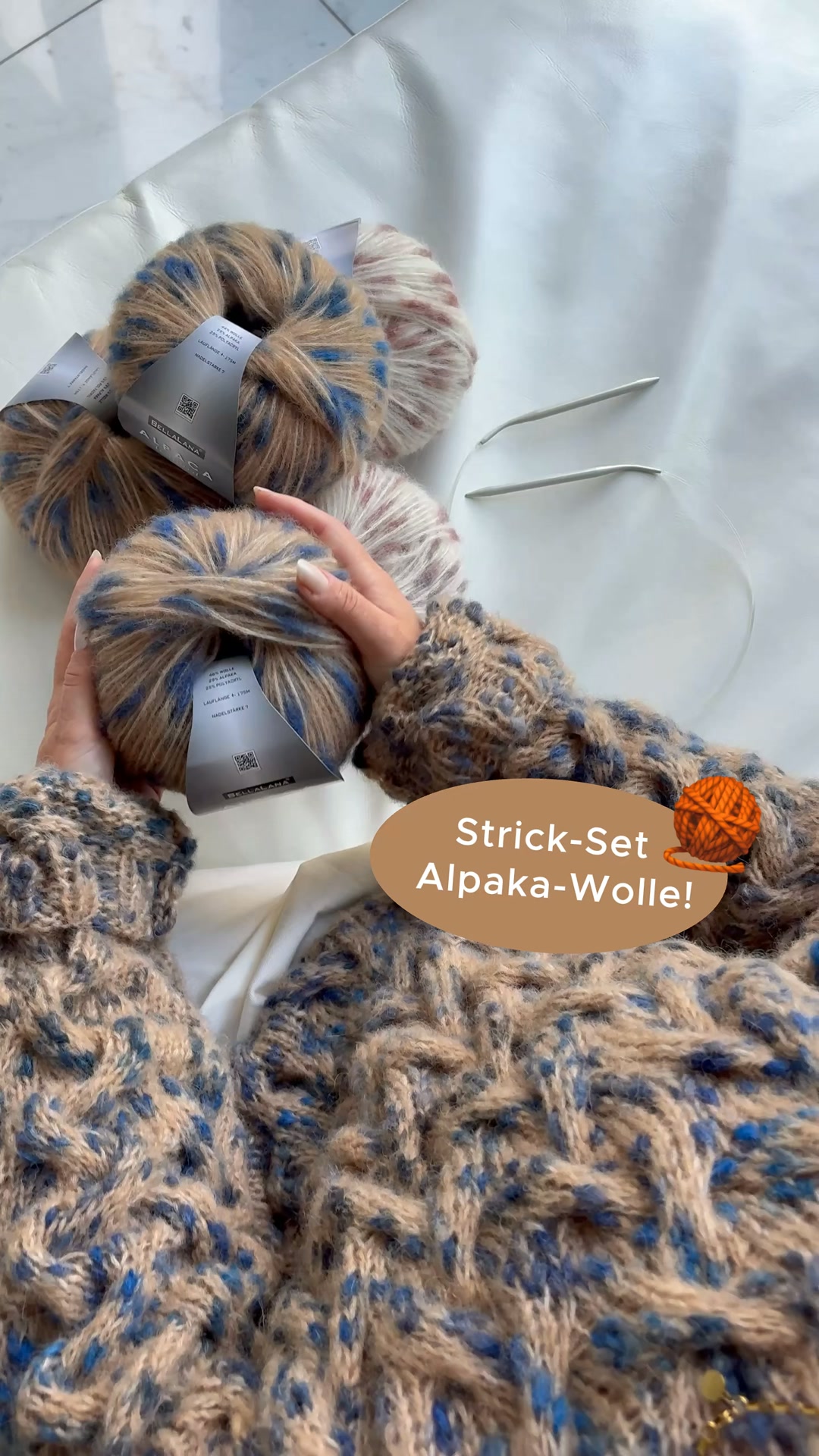 Strick-Set ALPACA Leopard Zopf-Pullover (inkl. Strickanleitung)