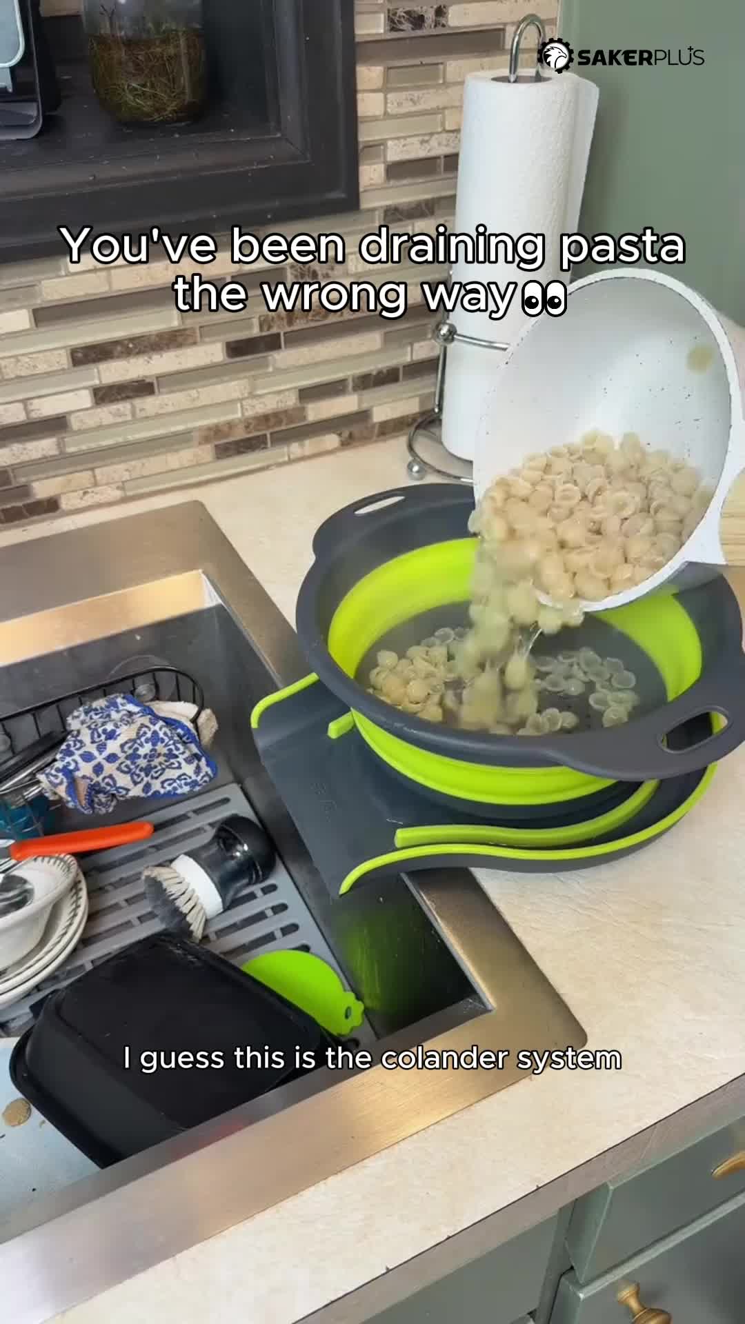 Sakerplus Collapsible Silicone Kitchen Strainer Set