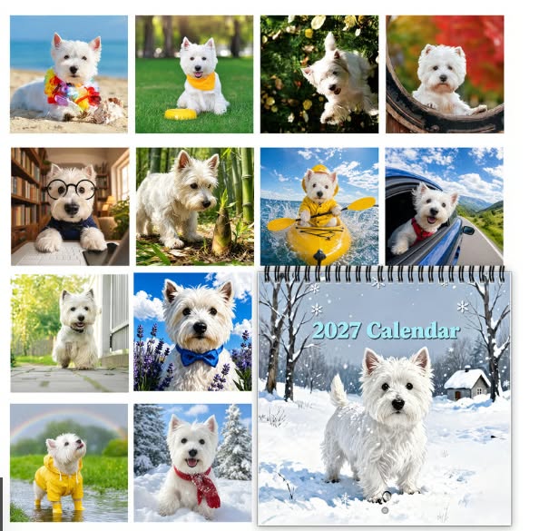 2027 West Highland White Terrier Calendar – 12 Months of Charming Dog Portraits & Happy Moments