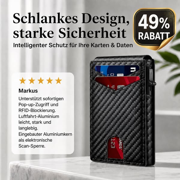 Pop-Up Geldbörse mit RFID-Schutz