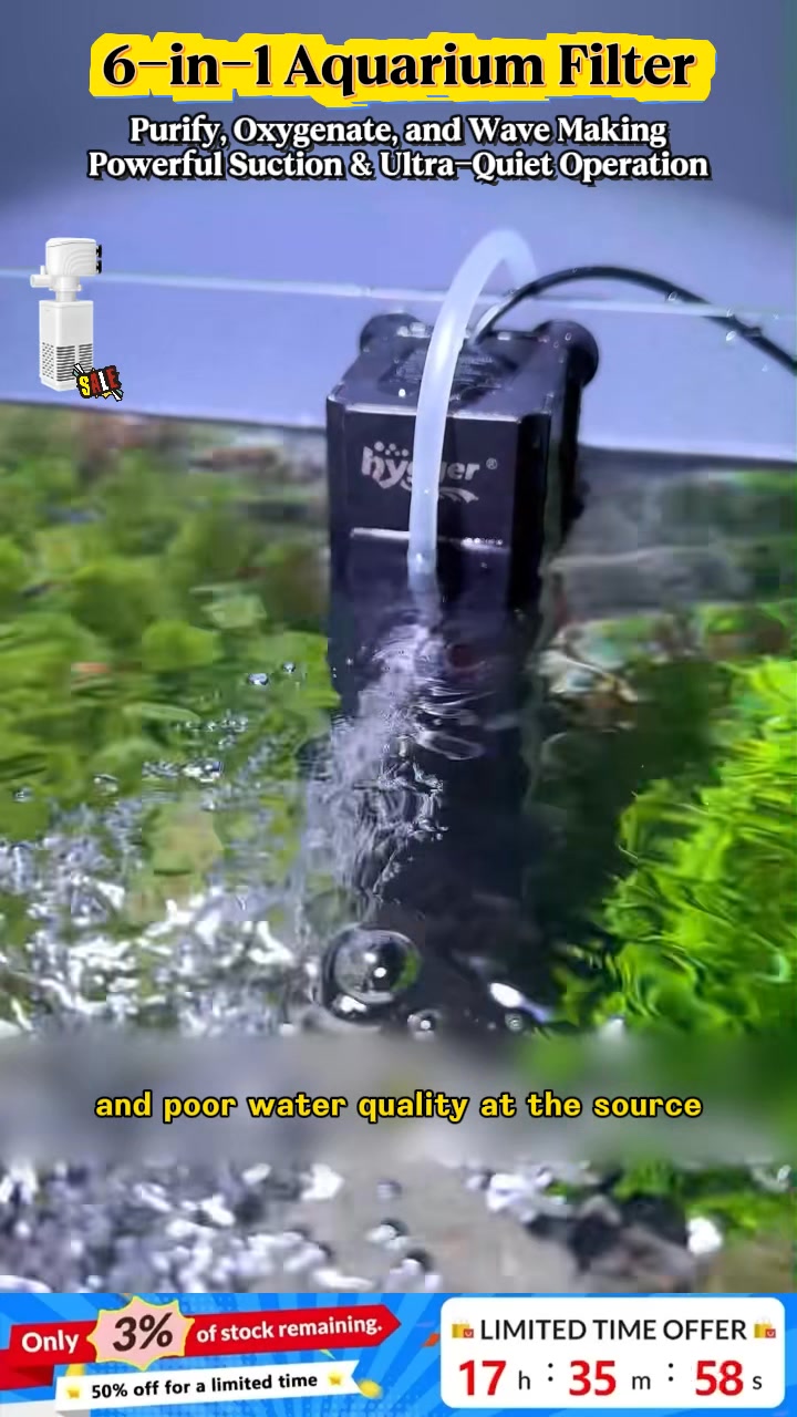 This upgraded 3-in-1 submersible aquarium filter pump completely solves all common fish tank maintenance problems.
