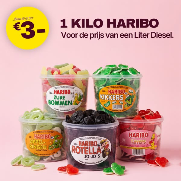 1 kilo Haribo voor €3